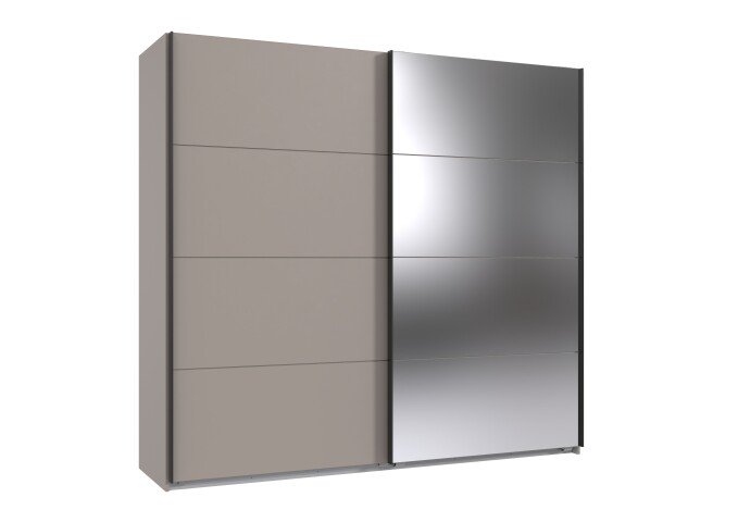 Schwebetürenschrank >AALST< in SAHARAGRAU / SPIEGEL - 225x208x65cm (BxHxT)