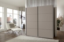 Schwebetürenschrank >AALST< in SAHARAGRAU - 180x208x65cm (BxHxT)