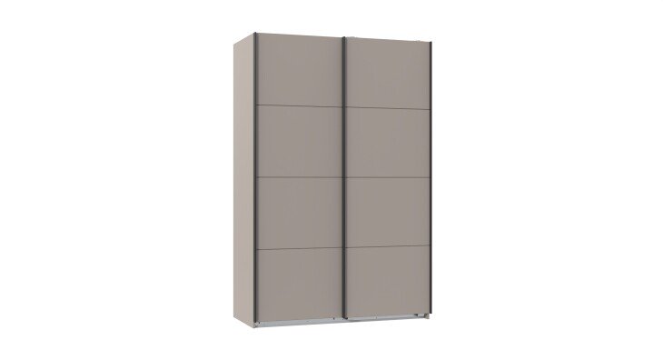 Schwebetürenschrank >AALST< in SAHARAGRAU - 135x208x65cm (BxHxT)