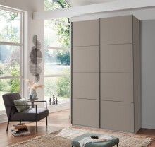 Schwebetürenschrank >AALST< in SAHARAGRAU - 135x208x65cm (BxHxT)