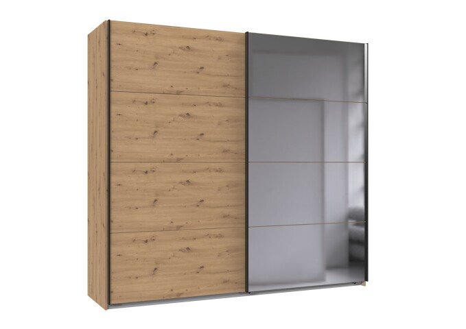Schwebetürenschrank >AALST< in ARTISAN EICHE DEKOR / SPIEGEL - 225x208x65cm (BxHxT)