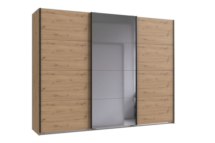 Schwebetürenschrank >AALST< in ARTISAN EICHE Dekor / SPIEGEL - 270x208x65cm (BxHxT)