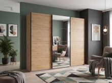 Schwebetürenschrank >AALST< in ARTISAN EICHE Dekor / SPIEGEL - 270x208x65cm (BxHxT)