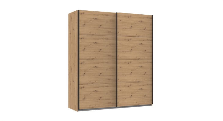 Schwebetürenschrank >AALST< in ARTISAN EICHE NACHBILDUNG - 180x208x65cm (BxHxT)