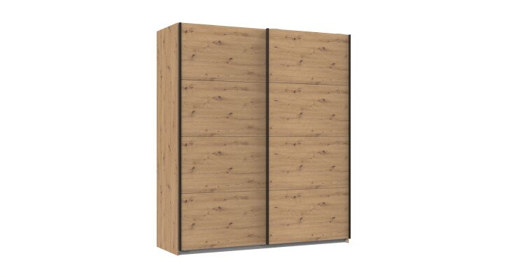 Schwebetürenschrank >AALST< in ARTISAN EICHE NACHBILDUNG - 180x208x65cm (BxHxT)