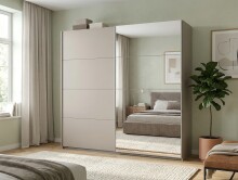 Schwebetürenschrank >AALST< in KASCHMIR / SPIEGEL - 225x208x65cm (BxHxT)