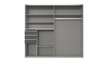 Schwebetürenschrank >OSNABRÜCK< SAHARAGRAU / GRAPHIT / SPIEGEL - 180x198x65cm (BxHxT)