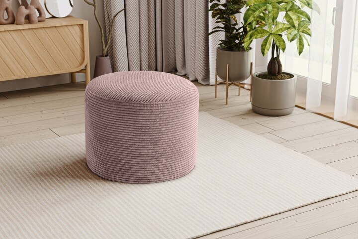 Polsterhocker >Kolo< in altrosa, Cord - 51x41x51cm (BxHxT)