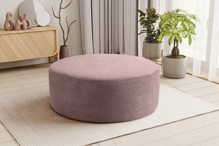 Polsterhocker >Kolo< in altrosa, Cord - 103x39x103cm (BxHxT)