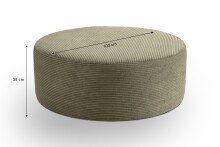 Polsterhocker >Kolo< in khaki, Cord - 103x39x103cm (BxHxT)