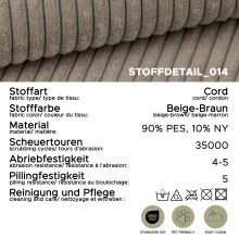 Sessel >Almera< in braun-beige, Cord - 120x92x112cm (BxHxT)