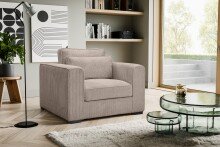 Sessel >Almera< in braun-beige, Cord - 120x92x112cm (BxHxT)