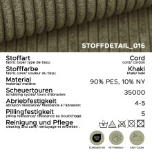 Polsterhocker >Kolo< in khaki, Cord - 51x41x51cm (BxHxT)