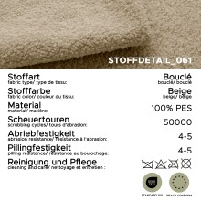 Polsterhocker >Kolo< in beige, Boucle - 103x39x103cm (BxHxT)