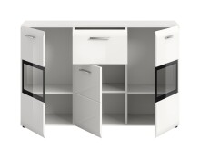 Sideboard >Ice< in Weiß / Weiß Hochglanz - 125x81x37cm (BxHxT)