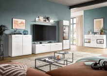 Sideboard >Ice< in Weiß / Weiß Hochglanz - 125x81x37cm (BxHxT)