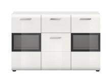 Sideboard >Ice< in Weiß / Weiß Hochglanz - 125x81x37cm (BxHxT)