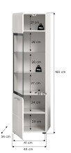 Vitrine >Ice< in Weiß / Weiß Hochglanz - 45x160x34cm (BxHxT)