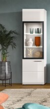 Vitrine >Ice< in Weiß / Weiß Hochglanz - 45x160x34cm (BxHxT)