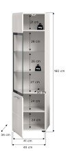 Vitrine >Ice< in Weiß / Weiß Hochglanz - 45x160x34cm (BxHxT)