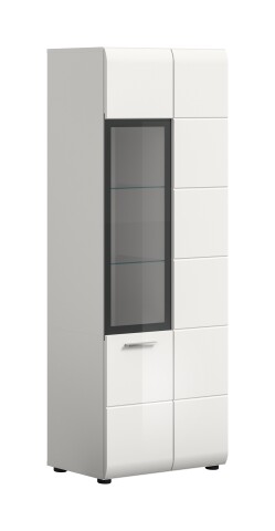 Vitrine >Ice< in Weiß / Weiß Hochglanz - 60x160x34cm (BxHxT)