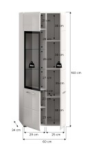Vitrine >Ice< in Weiß / Weiß Hochglanz - 60x160x34cm (BxHxT)