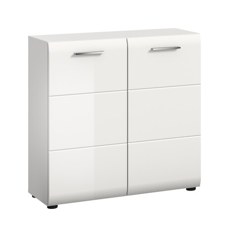 Kommode >Ice< in Weiß / Weiß Hochglanz - 80x81x34cm (BxHxT)