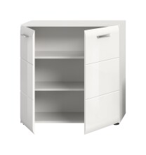 Kommode >Ice< in Weiß / Weiß Hochglanz - 80x81x34cm (BxHxT)