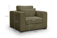Sofa >Almera< in khaki, Cord - 120x92x112cm (BxHxT)