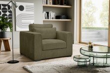 Sofa >Almera< in khaki, Cord - 120x92x112cm (BxHxT)