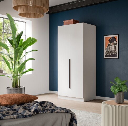 Kleiderschrank >Kopenhagen< in Weiß - 80x181x52cm (BxHxT)
