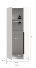 Kleiderschrank >Kopenhagen< in Weiß - 80x181x52cm (BxHxT)