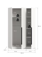 Kleiderschrank >Kopenhagen< in Weiß - 120x181x52cm (BxHxT)