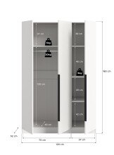 Kleiderschrank >Kopenhagen< in Weiß - 120x181x52cm (BxHxT)