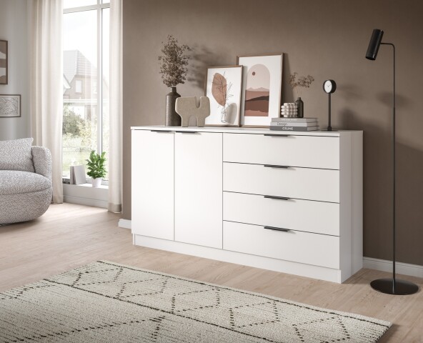 Kommode >Kopenhagen< in Weiß - 148x80x35cm (BxHxT)