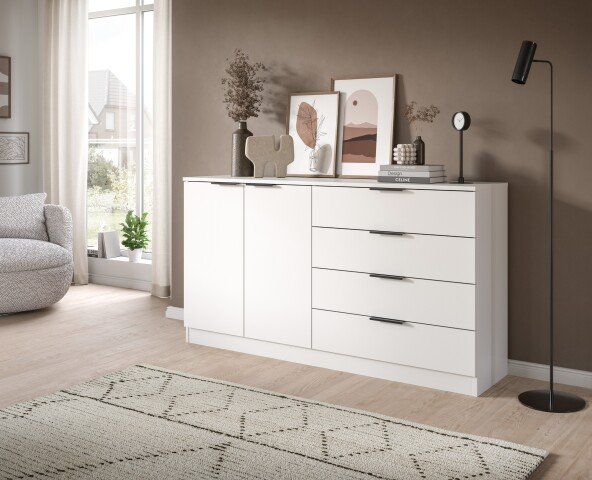 Kommode >Kopenhagen< in Weiß - 148x80x35cm (BxHxT)
