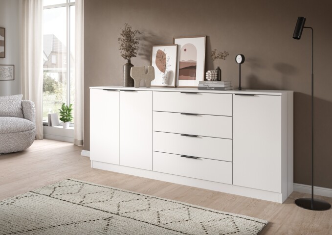 Sideboard >Kopenhagen< in Weiß - 185x80x35cm (BxHxT)