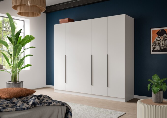 Kleiderschrank >Kopenhagen< in Weiß - 200x181x52cm (BxHxT)