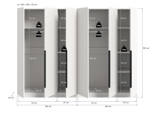Kleiderschrank >Kopenhagen< in Weiß - 240x181x52cm (BxHxT)
