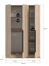 Kleiderschrank >Kopenhagen< in Sonoma Eiche - 120x181x52cm (BxHxT)