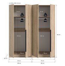 Kleiderschrank >Kopenhagen< in Sonoma Eiche - 160x181x52cm (BxHxT)