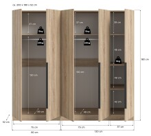 Kleiderschrank >Kopenhagen< in Sonoma Eiche - 200x181x52cm (BxHxT)