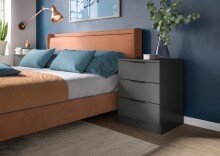 Nachtkommode >Kopenhagen< in Anthrazit - 45x60x40cm...