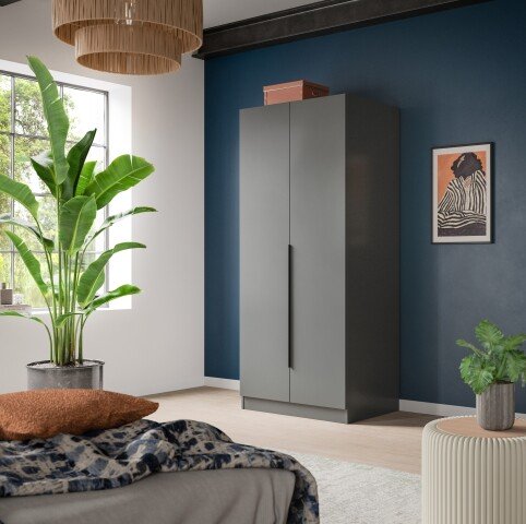 Kleiderschrank >Kopenhagen< in Anthrazit - 80x181x52cm (BxHxT)