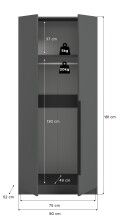 Kleiderschrank >Kopenhagen< in Anthrazit - 80x181x52cm (BxHxT)
