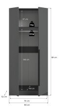 Kleiderschrank >Kopenhagen< in Anthrazit - 80x181x52cm (BxHxT)