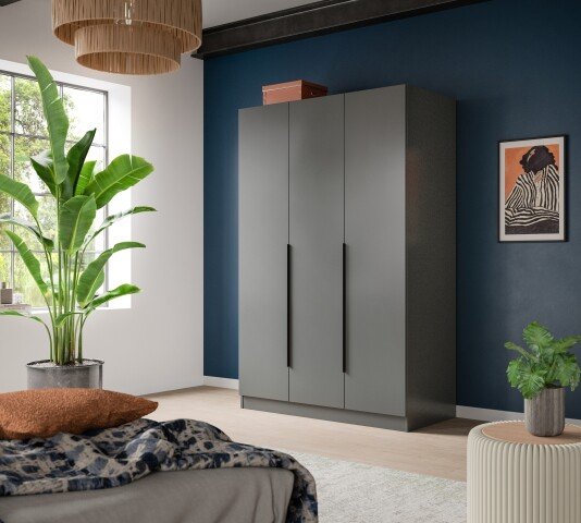 Kleiderschrank >Kopenhagen< in Anthrazit - 120x181x52cm (BxHxT)