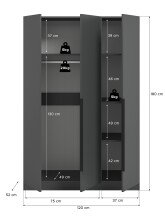 Kleiderschrank >Kopenhagen< in Anthrazit - 120x181x52cm (BxHxT)