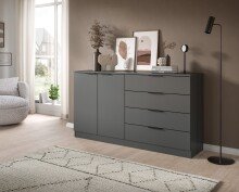 Sideboard >Kopenhagen< in Anthrazit - 148x79x35cm (BxHxT)