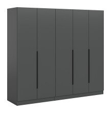 Kleiderschrank >Kopenhagen< in Anthrazit - 200x181x52cm (BxHxT)